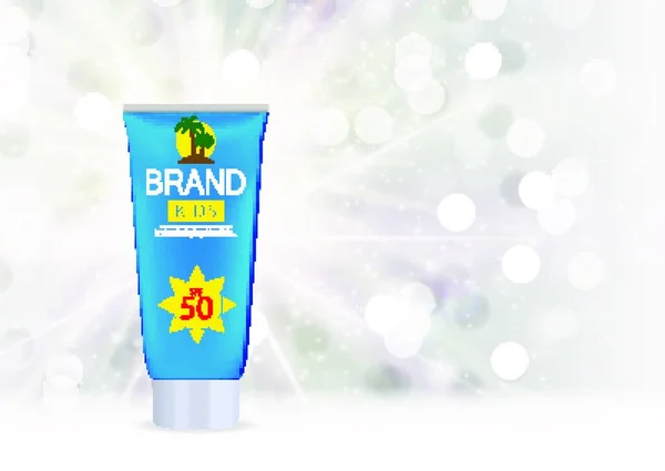 Sun Care Cream Bottle Tube Template Ads Або Magazine Background — стоковий вектор
