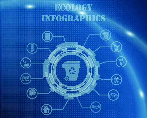Modèle Infographie Écologique Partir Signes Lignes Icônes Engins Technologiques Design — Image vectorielle