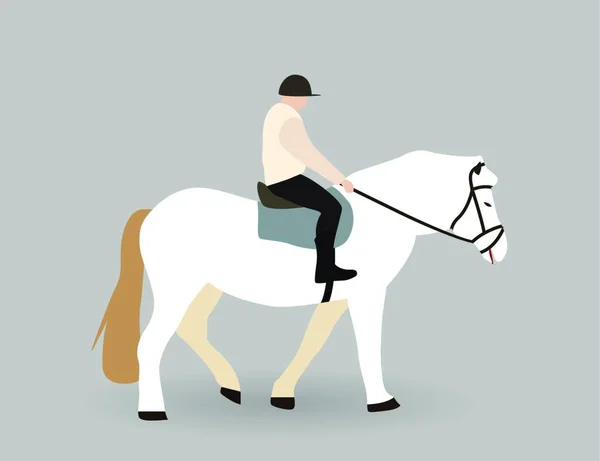 Ruiter Wit Paard Vector Illustratie Eps10 — Stockvector