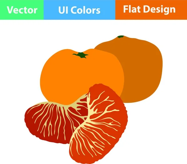 Flache Design Ikone Von Mandarin Farben Vektorillustration — Stockvektor