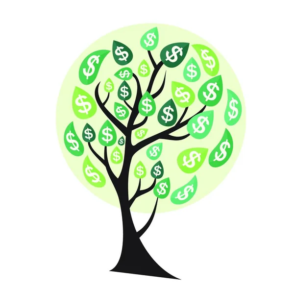 Colored Money Tree Dependence Financial Growth Flat Concept Vector Illustration — Stock Vector