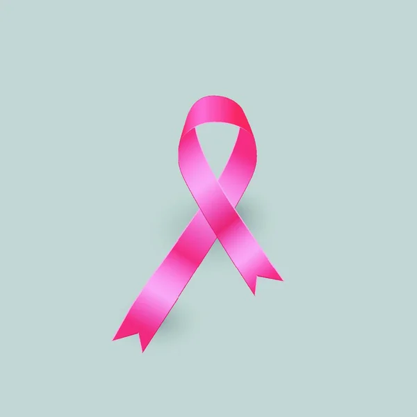 Realistiskt Rosa Band Och Bröstcancer Ikon — Stock vektor