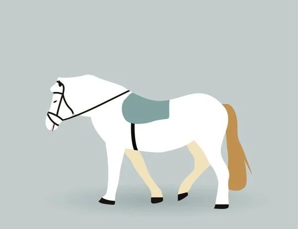 Biały Koń Szarym Tle Ilustracja Wektora Eps10 — Wektor stockowy