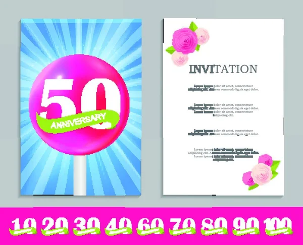 Logo Modèle Mignon Ensemble Invitation Célébration Anniversaire Illustration Vectorielle Eps10 — Image vectorielle