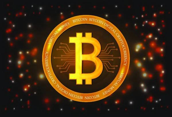 Golden Bitcoin Digital Currency Vector Illustration — Stock Vector