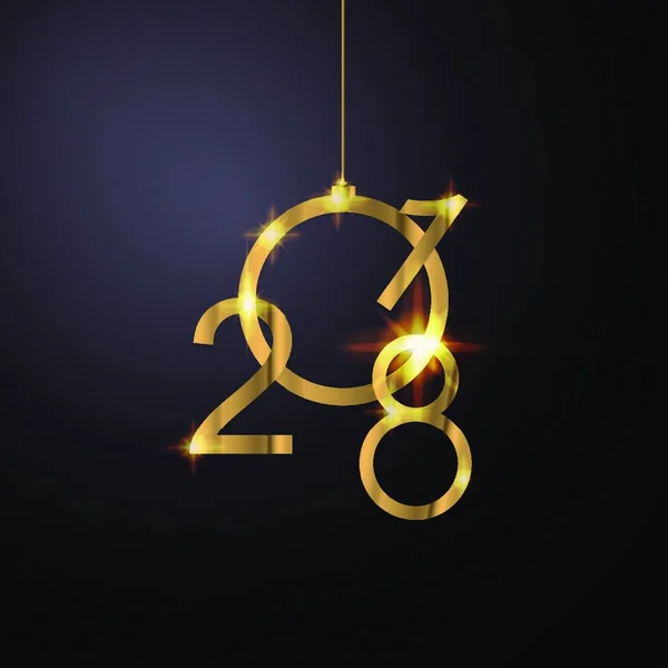 Ouro 2018 Feliz Ano Novo Convites Temáticos Natal —  Vetores de Stock