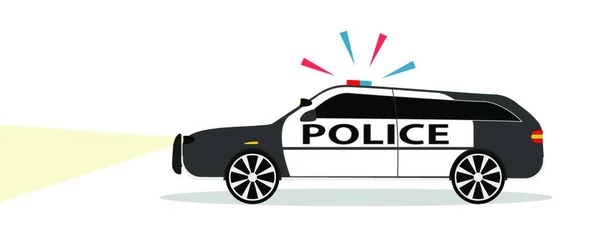 Voiture Police Colorée Avec Sirène Flat Design Illustration Vectorielle Pse10 — Image vectorielle