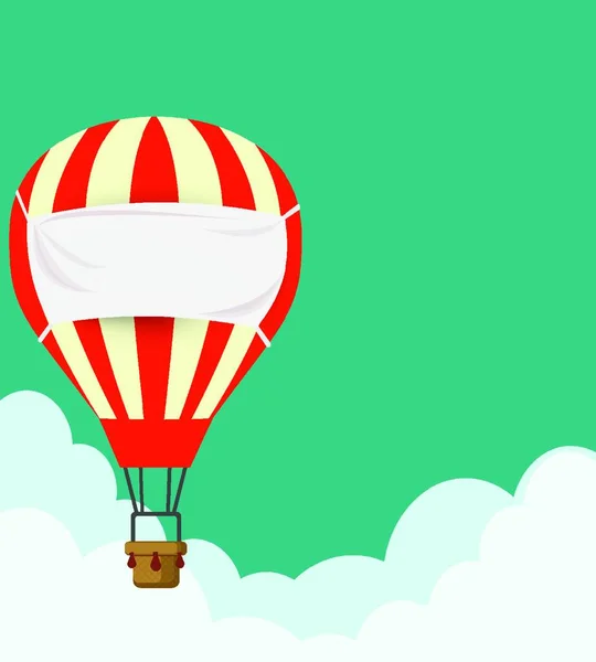 Plat Ontwerp Hete Luchtballon Hemel Met Cloud Achtergrond — Stockvector