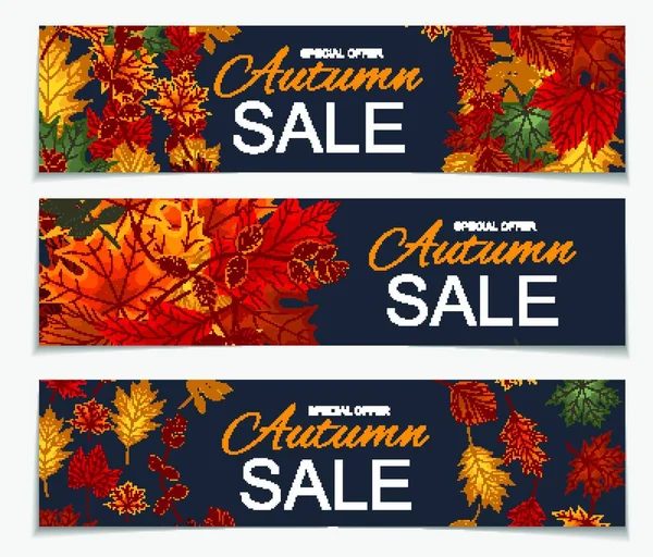 Abstrakte Vektor Illustration Herbst Verkauf Banner Hintergrund Mit Fallenden Herbstblättern — Stockvektor
