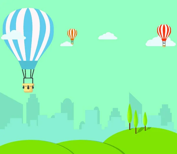 Retro Heißluftballon Himmel Hintergrund — Stockvektor