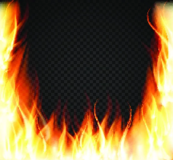 Burning Fire Special Light Effect Flames Auf Transparentem Hintergrund Vektorabbildung — Stockvektor