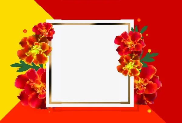 Resumen Tagetes Flor Realista Vector Marco Fondo Eps10 — Vector de stock