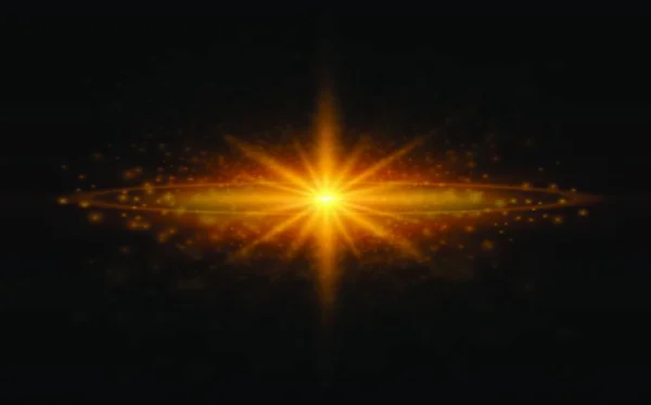 Эффект Золотого Света Звезда Вспыхнула Блестками Векторная Миграция — стоковый вектор