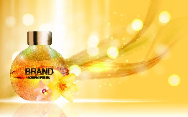 Design Cosmetics Produkt Med Blommor Golden Liy Mall För Annonser — Stock vektor