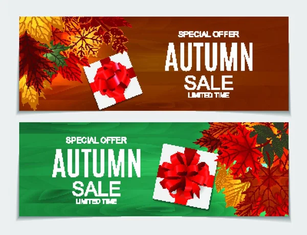 Abstract Vector Illustration Autumn Sale Background Falling Autumn Leaves Eps10 — Stock Vector