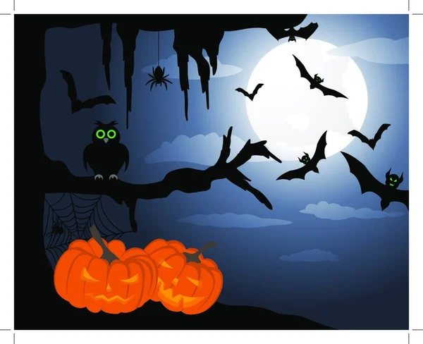 Happy Halloween Theme Greeting Card Vector Illustration — Stock Vector