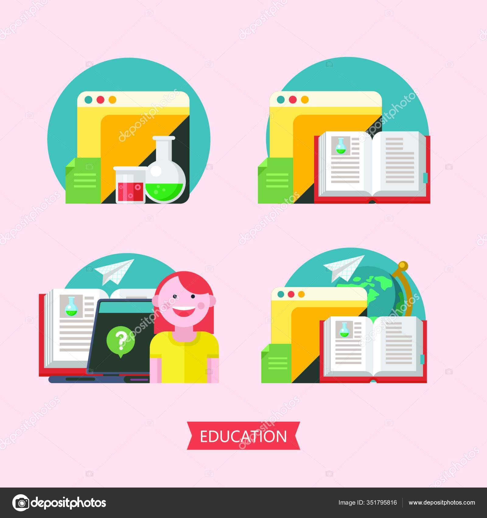 Education School Vector Emblem Logo Set Vector Emblems Education School ...