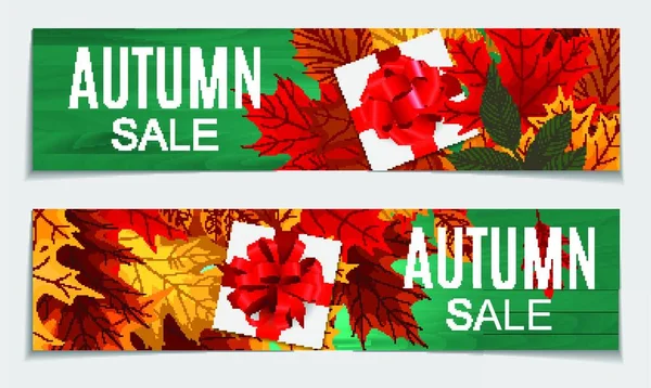 Resumo Vetor Ilustração Autumn Sale Background Falling Autumn Leaves Eps10 — Vetor de Stock