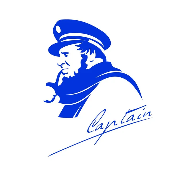 Kapten Seorang Pelaut Merokok Pipa Logo Vektor - Stok Vektor