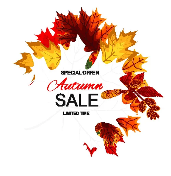 Abstract Vector Illustration Autumn Sale Background Falling Autumn Leaves Eps10 — Stock Vector