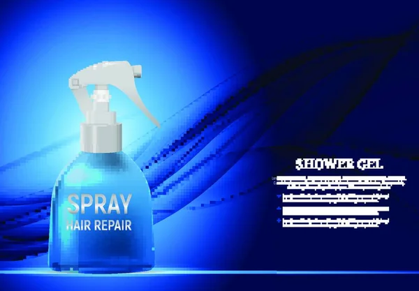 Σχεδιασμός Hair Repair Spray Καλλυντικά Πρότυπο Προϊόν Για Διαφημίσεις Περιοδικό — Διανυσματικό Αρχείο