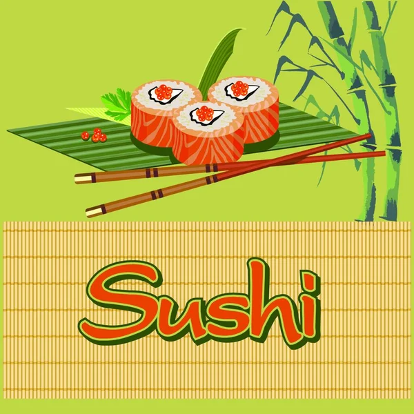 Sushi Ilustrasi Vektor Untuk Kafe Restoran Masakan Jepang - Stok Vektor
