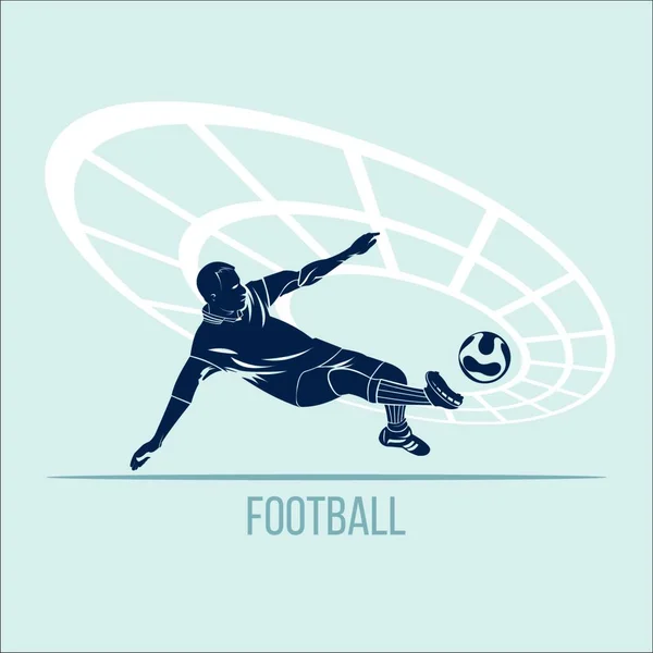 Voetbal Speler Silhouet Voetbal Speler Met Bal Logo — Stockvector