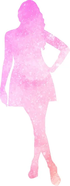 Watercolor Silhouette Woman — Stock Vector