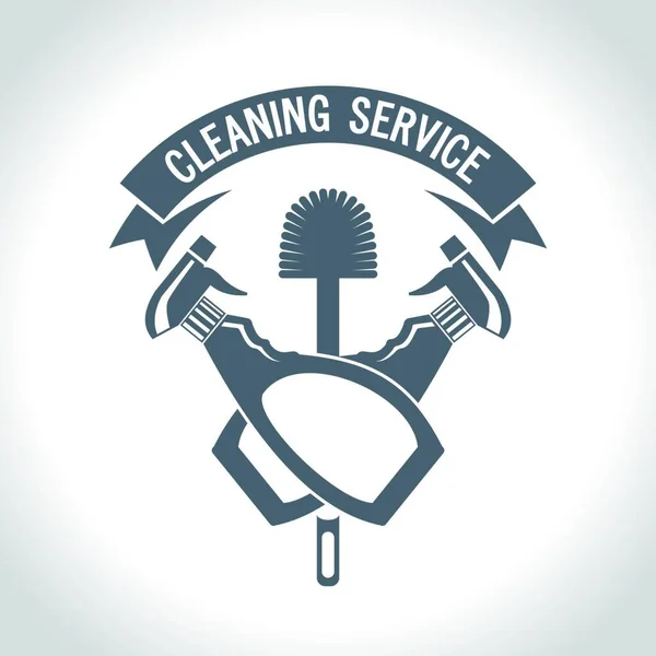 Serviço Limpeza Logotipo Vetorial Monocromático — Vetor de Stock