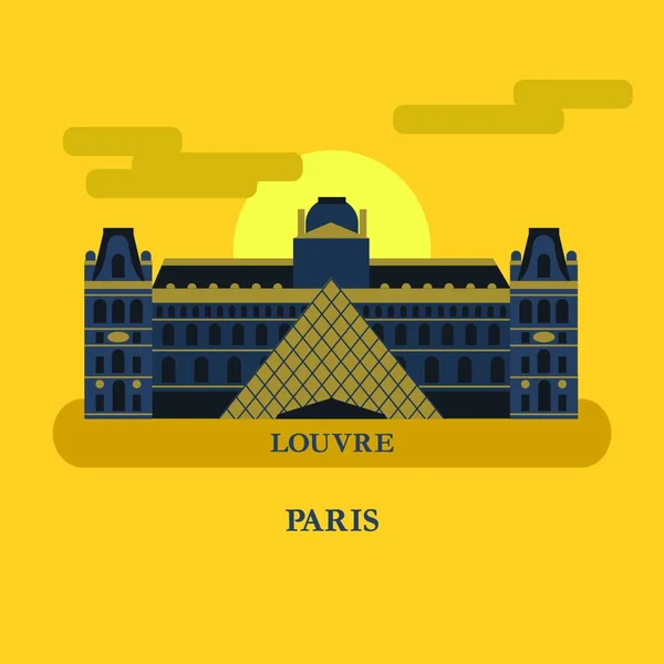 Louvre Famoso Palácio França Ilustração Eleitor —  Vetores de Stock
