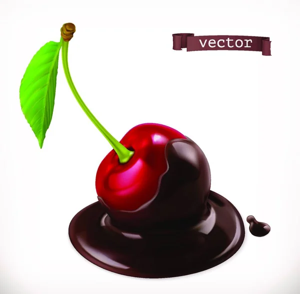 Cerise Chocolat Icône Vectorielle Réaliste — Image vectorielle