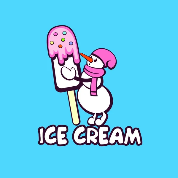 Ice Cream Teken Logo Vector Illustratie Van Sneeuwpop Met Ijs — Stockvector