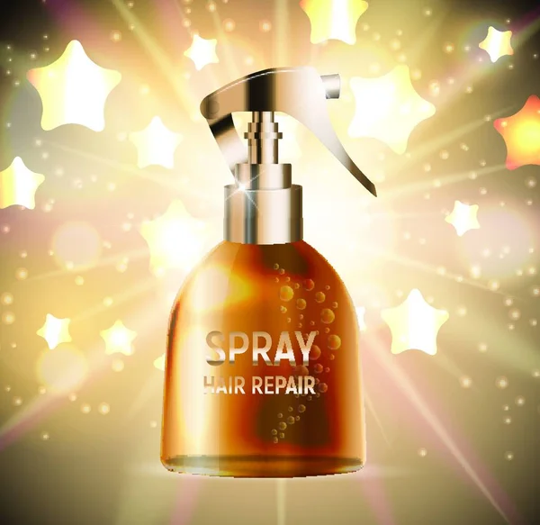 Design Oprava Vlasů Spray Kosmetika Šablona Produktu Pro Reklamy Nebo — Stockový vektor