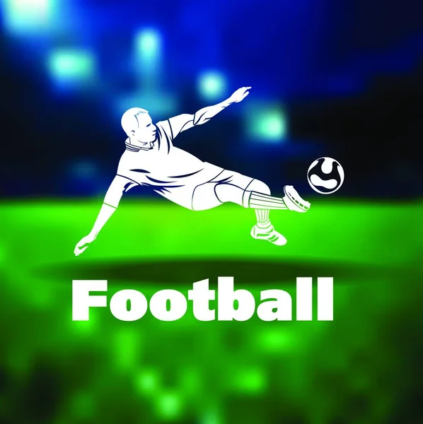 Silhouette Joueur Football Joueur Football Avec Ballon Fond Logo — Image vectorielle