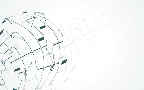 Concept Réseau Mondial Point Courbe Construit Sphère Wireframe Illustration Abstraite — Image vectorielle