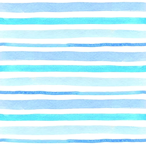 水彩画在白色背景上带有蓝色线条的无缝图案 手绘矢量图解 — 图库矢量图片