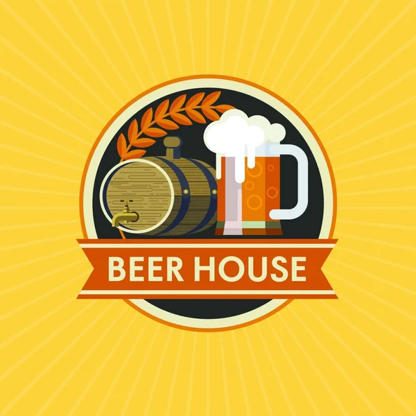 Logo Vectoriel Tasse Bière Fût Bière Bière Maison — Image vectorielle