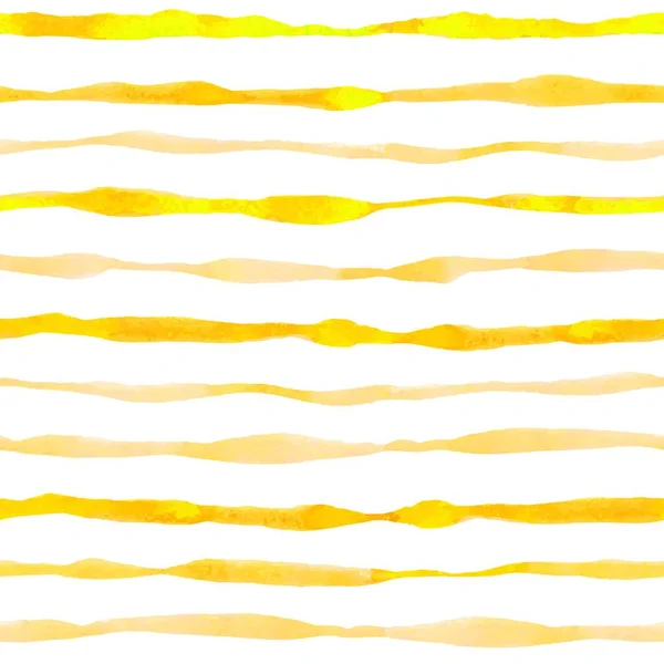 Patrón Sin Costuras Acuarela Rayas Amarillas Con Líneas Onduladas Fondo — Archivo Imágenes Vectoriales