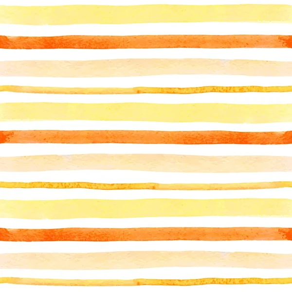Watercolor Striped Seamless Pattern Yellow Orange Lines White Background Hand — Stock Vector