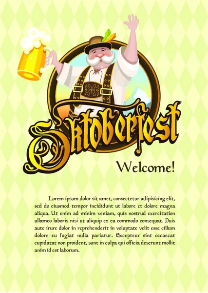 Oktoberfest Logo Poster Costume Nazionale Veramente Tedesco Con Una Birra — Vettoriale Stock