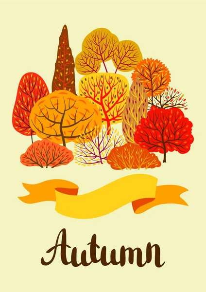 Fondo Con Árboles Otoño Ilustración Temporada Paisajística Fondo Con Árboles — Archivo Imágenes Vectoriales