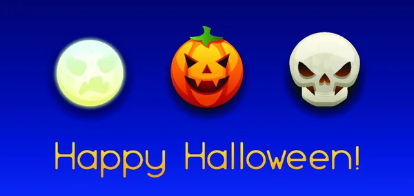 Feliz Tarjeta Felicitación Halloween Banner Fiesta Celebración Con Personajes Estilo — Vector de stock