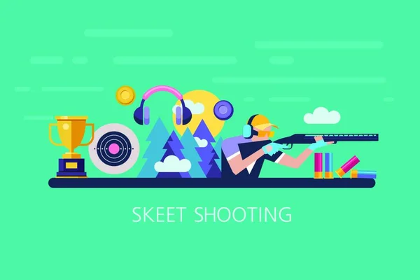 Vector Illustration Shooting Skeet Elements Design Set Vector Elements — Stock Vector
