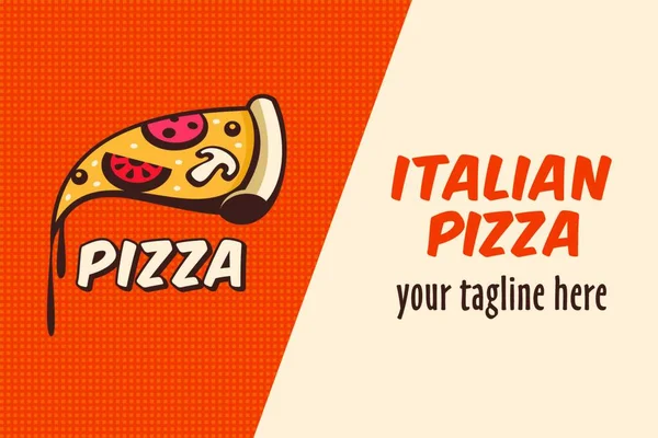 Logo Pizzy Stylu Cartoon Dla Pizzeria Kawiarnia Ilustracja Wektorowa Kawałek — Wektor stockowy