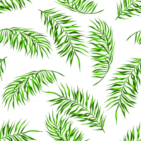 熱帯のシームレスなパターン ヤシの木のヤシの葉 熱帯シームレスパターン — ストックベクタ