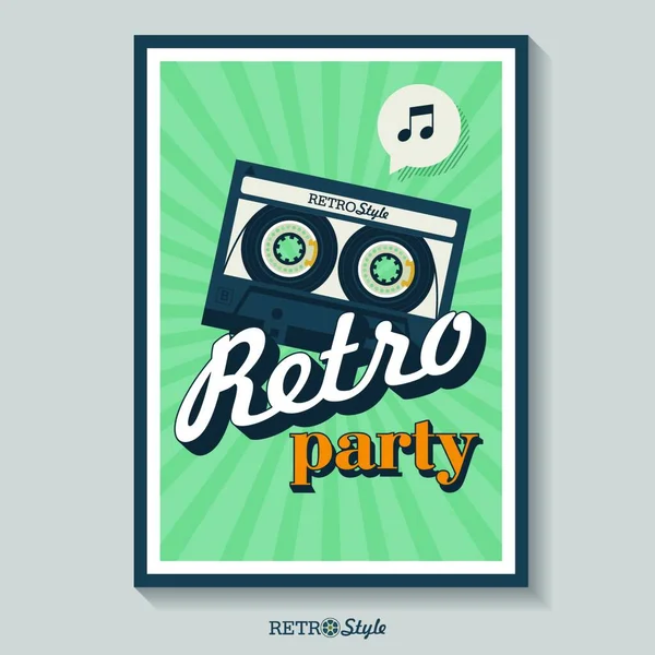 Música Retrô Cartaz Para Uma Festa Retro Fita Cassete Logotipo — Vetor de Stock