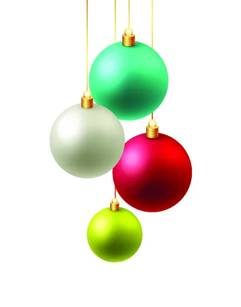 Cartão Natal Com Baubles Decoração Árvore Natal Ilustração Vetor Fundo — Vetor de Stock