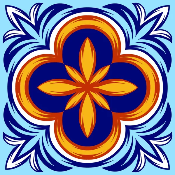 Tono Cerámica Italiana Ornamento Étnico Popular Talavera Mexicana Azulejo Portugués — Vector de stock