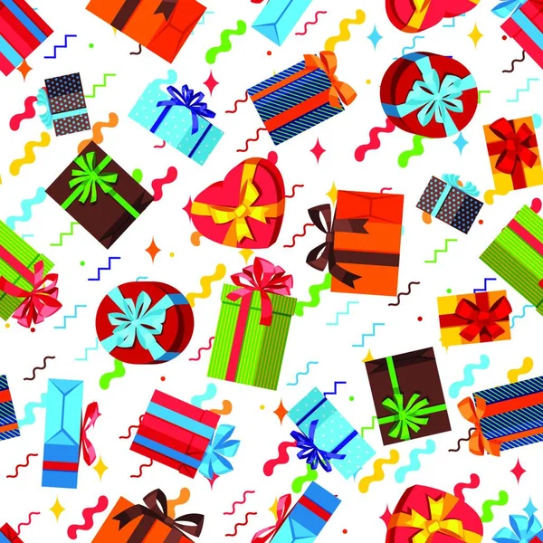 Seamless Celebration Pattern Colorful Gift Boxes Seamless Pattern Gift Boxes — Stock Vector