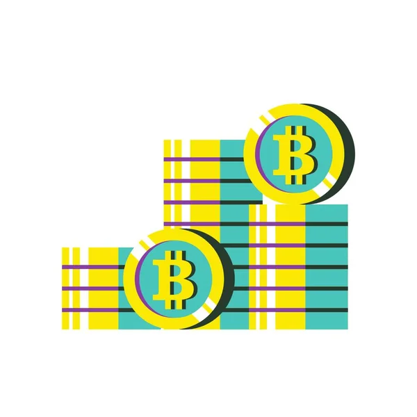 Bloc Pièces Pièces Monnaie Cryptocurrence Illustration Vectorielle — Image vectorielle